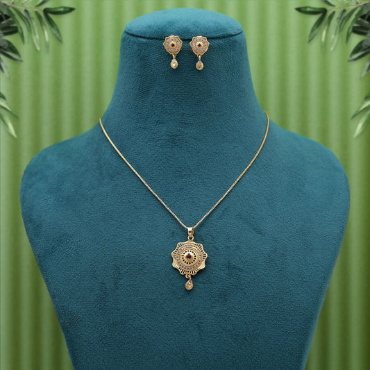 Gold Color Fashion Chain Pendant With Earrings Offering Timeless Charm And Stylish Appeal
