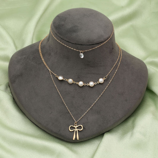 Gold Color Multi Layer Chain Necklace Premium Elegant Statement Jewelry