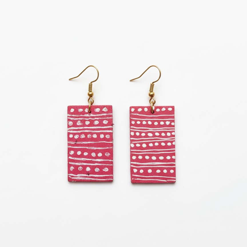 Rani Color Wooden Handcraft Earrings With Polished Finish For Ethnic Look