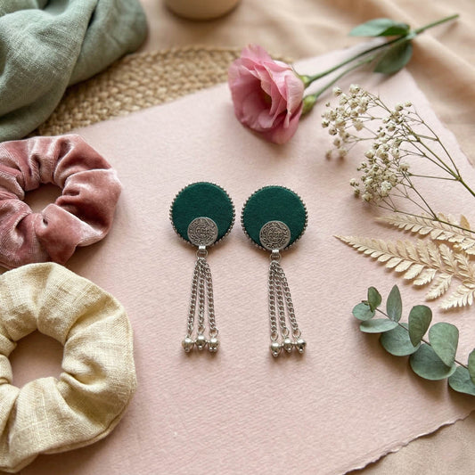 Green Color Wooden Handcraft Earrings Stylish Ethnic Party Wear Jewelry Collection Design