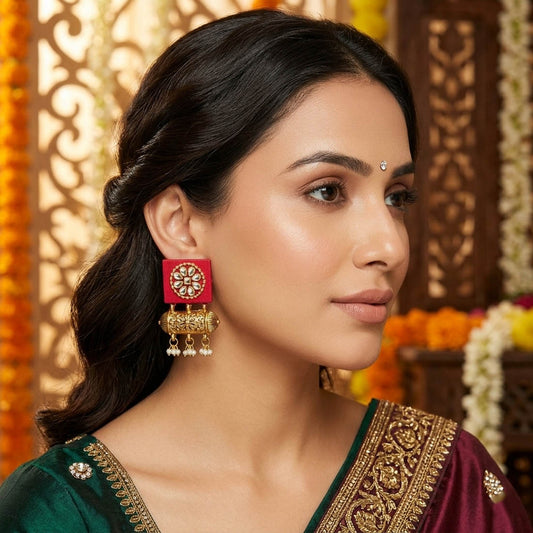 Charmante Rani Color Handgemachte Ohrringe Festliche Hochzeitsschmuck Kollektion