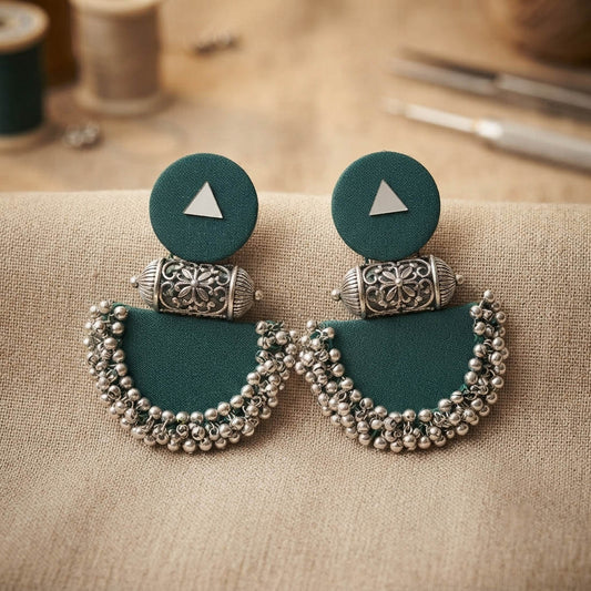 Elegant Green Color Handcraft Oxidised Earrings Dangle Boho Style Jewelry