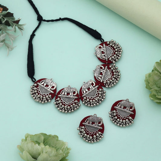 Maroon Color Wooden Handcraft Necklace Set Classic Festive Ethnic Statement Jewelry Collection Design