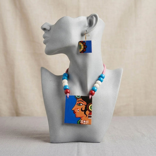 Multi Color Wooden Handcraft Necklace Set with Beautiful Handmade Ethnic Jewelry Design