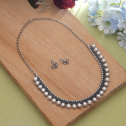 Silver Color Oxidised Necklace Set With Unique Cultural Fashion Touch