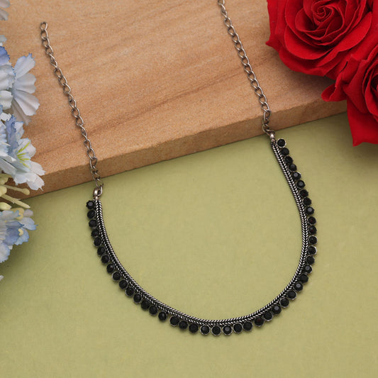 Black Color Oxidised Necklace With Elegant Traditional Fashion Inspired Look
