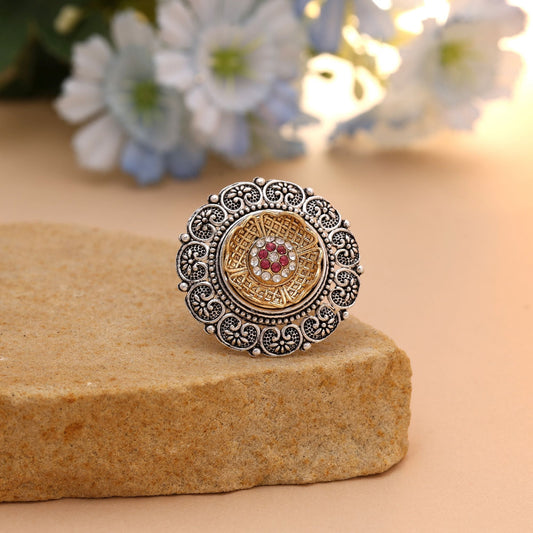 Green Color Dual Tone Oxidised Rings Perfect For Daily Wear And Festive Styling