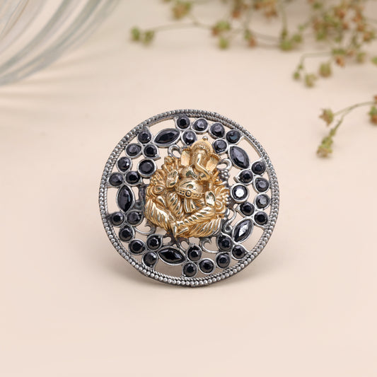 Black Color Dual Tone Oxidised Rings with Graceful Ethnic Jewelry Finish