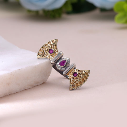 Purple Color Dual Tone Oxidised Rings Featuring Royal Handmade Fashion Style