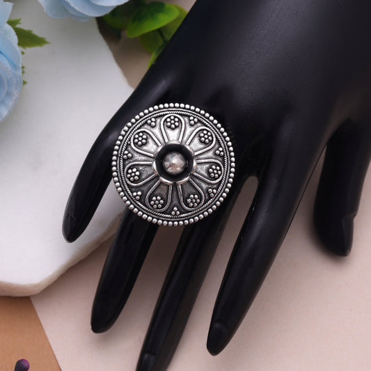 Silver Color Oxidised Rings Crafted for Elegant Everyday Ethnic Wear