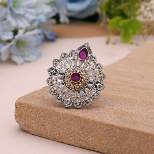 Rani Color Dual Tone Oxidised Rings Featuring Stylish Handmade Jewelry Finish