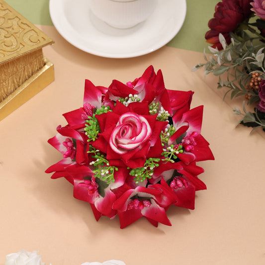 Rani Color Rose Flower Hair juda//Bun