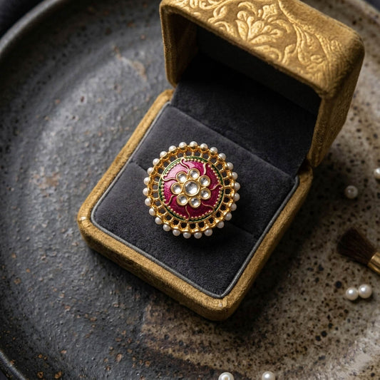 Purple Color Meena Work Fashion Rings Stylish Traditional Jewelry Design
