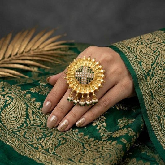 Green Color Big Size Fashion Rings Stylish Statement Jewelry Design
