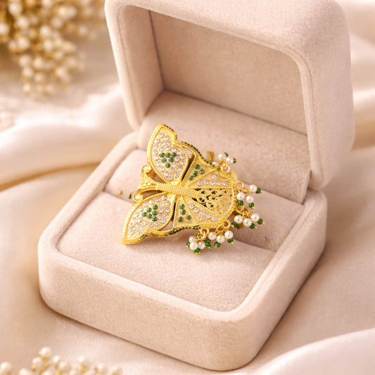 Green Color Butterfly Big Size Fashion Rings Elegant Fashion Jewelry