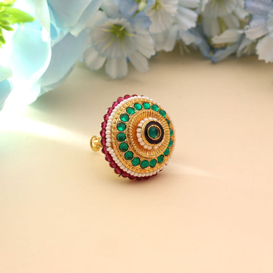 Green Color Big Size Fashion Rings Stylish Statement Jewelry For Party Wear Women