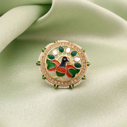 Multi Color Big Size Meena Work Fashion Rings Traditional Ethnic Designer Jewelry For Women