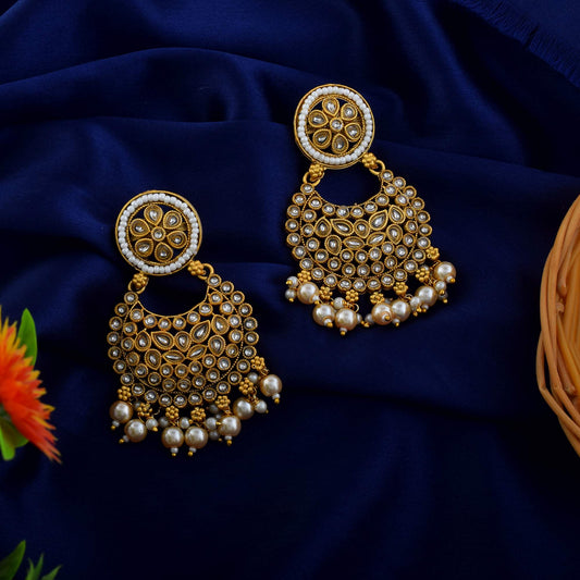 Classic Gold Color Matte Gold Earrings For Brides And Party Looks