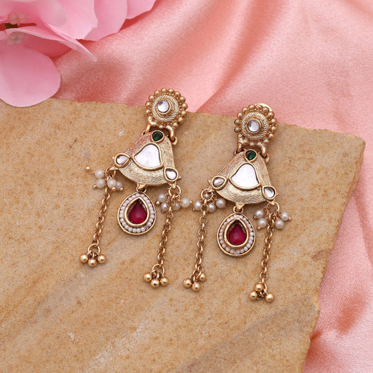 Rani & Green Color Matte Gold Earrings Blending Vibrant Tones With Timeless Matte Appeal