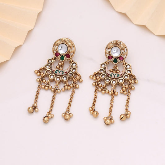 Rani & Green Color Matte Gold Earrings Combining Royal Hues With Handcrafted Excellence
