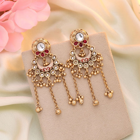 Rani Color Matte Gold Earrings Created For Statement Ethnic Jewellery Lovers
