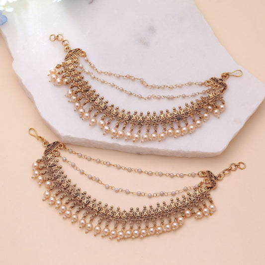 Gold Color Matte Gold Earrings Chain with Contemporary Elegant Fashion Style
