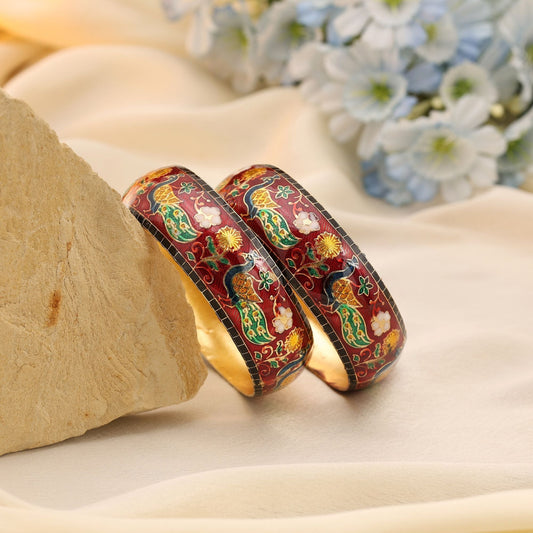 Multi Color Hand Painted Meenakari Bangle Inspired By Heritage Motifs