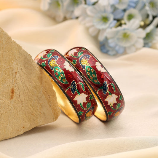 Multi Color Hand Painted Meenakari Bangle Suitable For Festive Gifting
