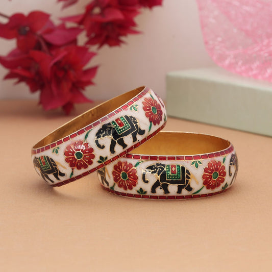 Multi Color Hand Painted Meenakari Bangle Inspired By Royal Indian Art