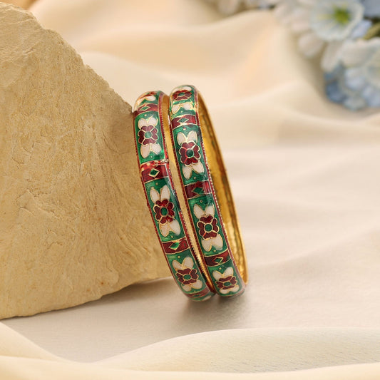 Multi Color Hand Painted Meenakari Bangle Designed For Cultural Events