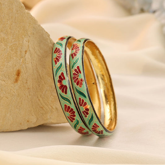 Multi Color Hand Painted Meenakari Bangle Ideal For Ethnic Outfit Pairing