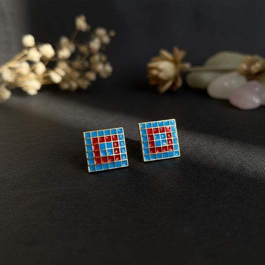 Traditional Firozi & Red Color Meenakari Earrings