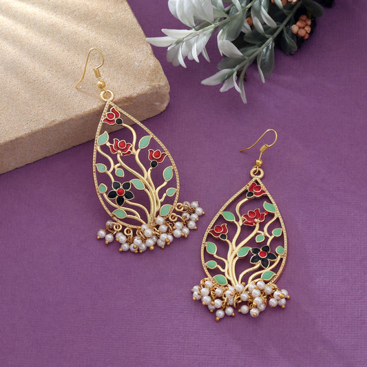 Multi Color Meenakari Earrings Elegant Party Wear Traditional Jewelry