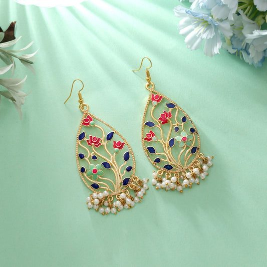 Multi Color Meenakari Earrings Stylish Ethnic Daily Wear Jewelry