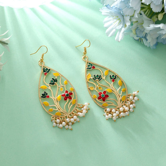 Multi Color Meenakari Earrings Classic Traditional Statement Jewelry