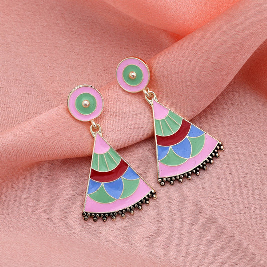 Pink Color Meenakari Earrings Stylish Ethnic Party Wear Jewelry Collection Design