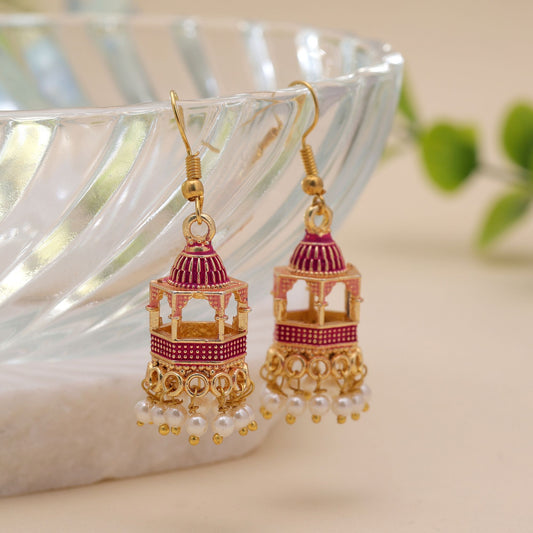 Rani Color Palki Meenakari Earrings Crafted for Festive Traditional Occasions