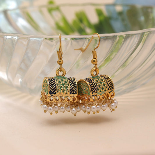 Light Green Color Palki Mint Meena Earrings Featuring Beautiful Jewelry Craft