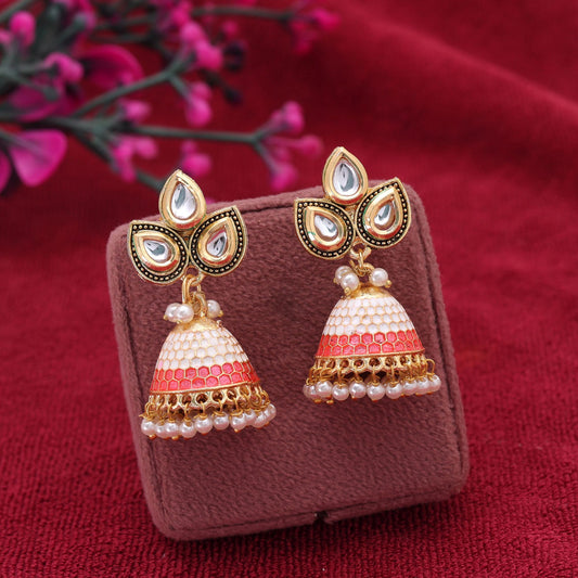 White Color Meenakari Earrings with Classic Handmade Traditional Appeal