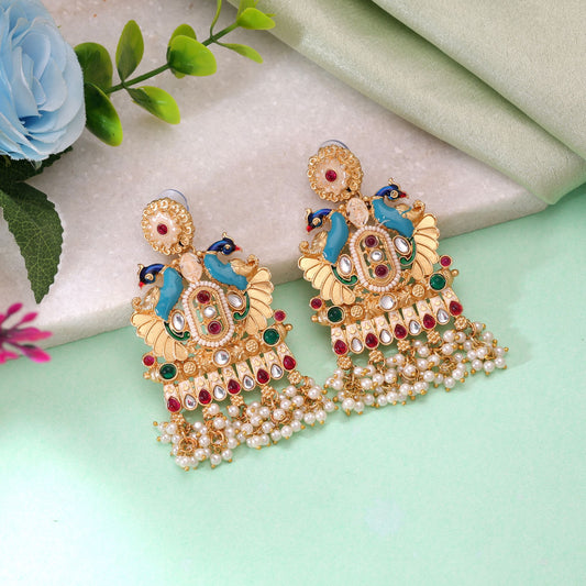 Multi Color Meenakari Earrings with Beautiful Handmade Traditional Jewelry Design Style