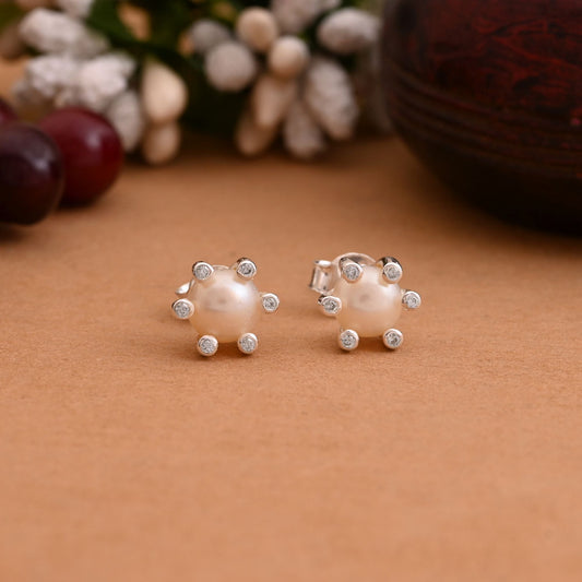 Silver Color 925 Silver Stud Earrings (OME104SLV)