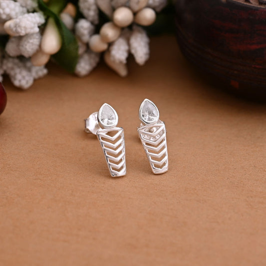 Silver Color 925 Silver Stud Earrings (OME108SLV)