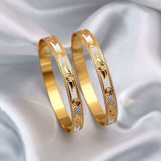 Gold Color 1 Pair Of Fashion Bangle (PLKB136GLD)