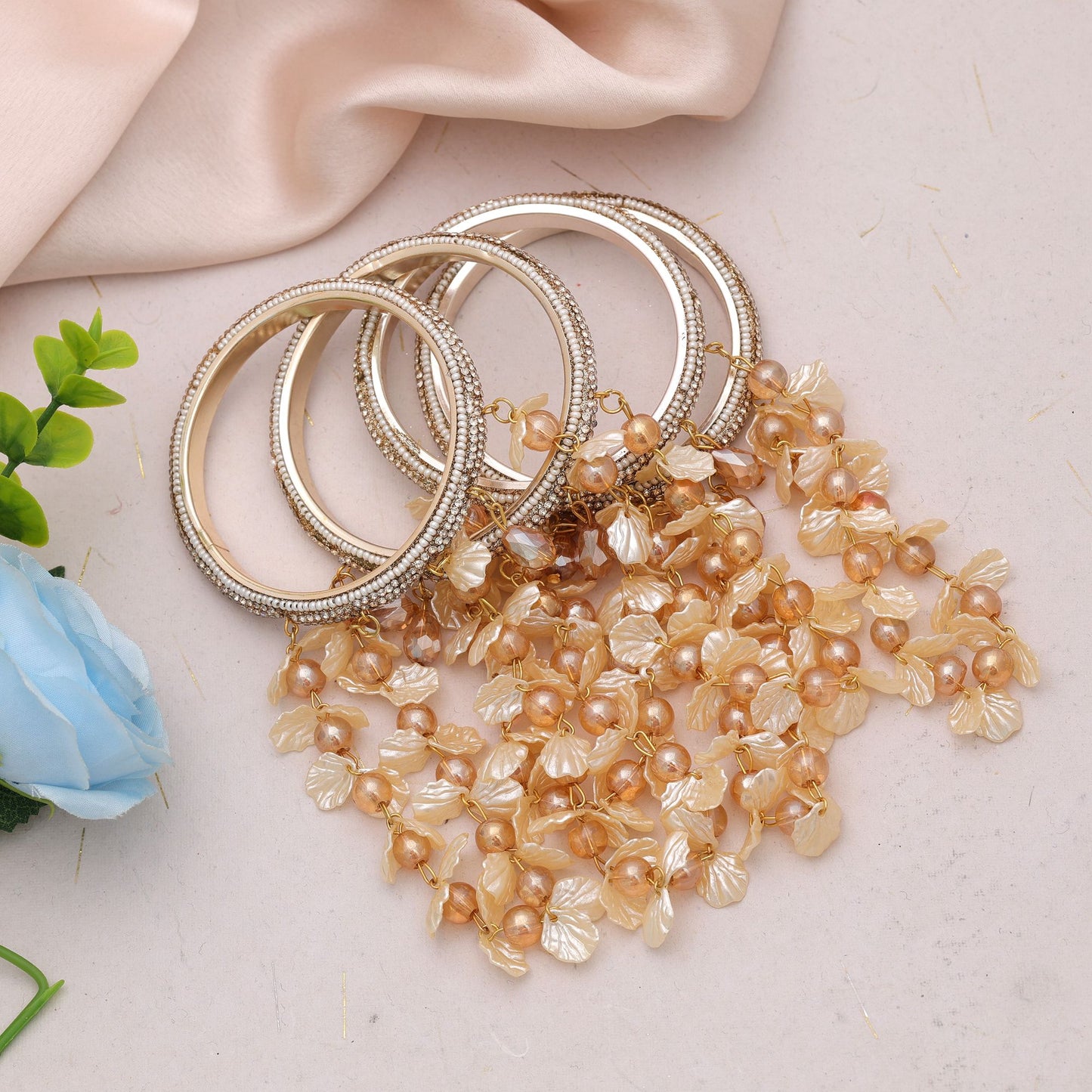 Gold Color 1 Set Of Fashion Bangle Size: 2.4 (PLKB172GLD-2.4)