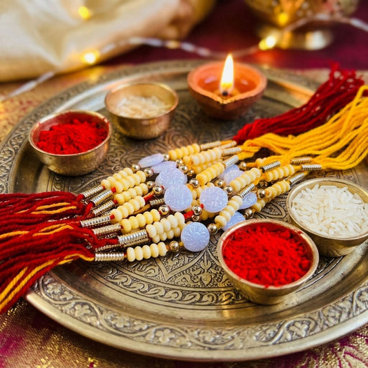 12 Pieces Combo Multi Color Designer Thread Rakhis with Premium Ethnic Handmade Raksha Bandhan Collection