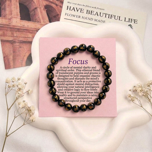 Schwarzes Om Mani Padme Hum Steinarmband