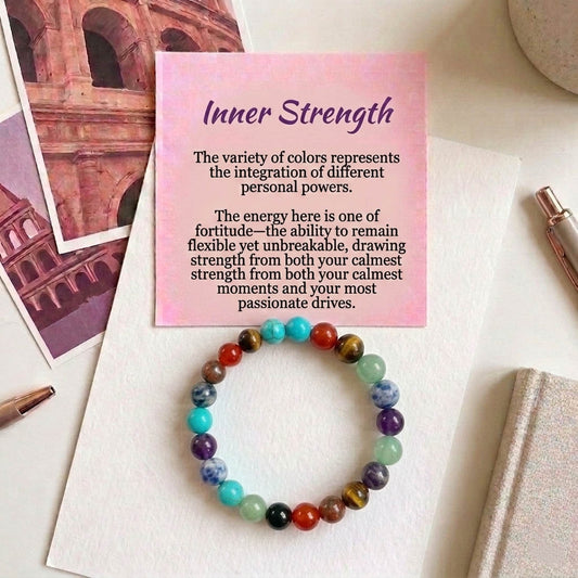 Multi Color Natural Healing Stone Seven Chakra Bracelet