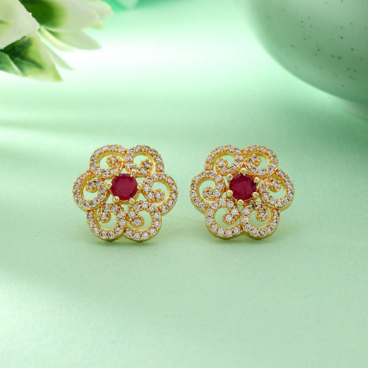 Multi Color 5 In 1 Festive Changeable American Diamond Stud Earrings Combo For Gifting Idea