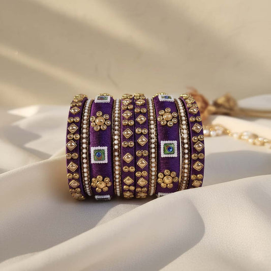 Purple Color 1 Set Of Thread Bangle Featuring Simple Yet Classic Ethnic Design
