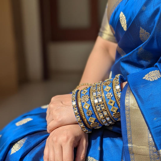 Blue Color 1 Set Of Thread Bangle Inspired By Royal Traditional Fashion Styles